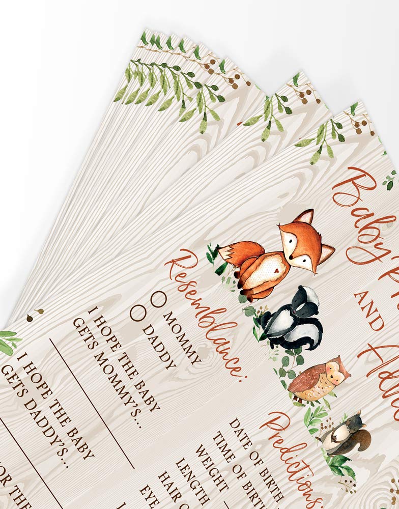 Printed Party Baby Predictions & Advice for New Parents â€“ Woodland Baby Shower Activity by Printed Party, Set of 50 Cards, Gender Neutral Forest Animals Theme - Image 5